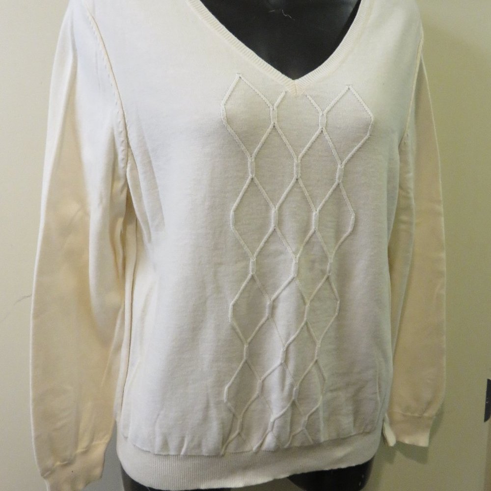 BASIC EDITIONS CREAM COLORED SWEATER/ XL /100% COT